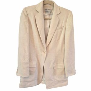 Vintage Worth 100% Basketweave Silk Women's Blazer Cream Tailored Jacket Boho 2
